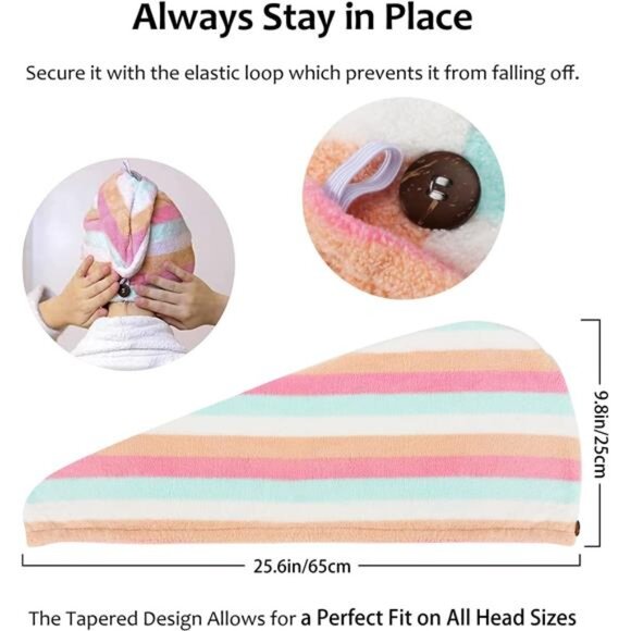 Microfiber Hair Towel 2Pack, Hair Towel Wrap for Women/Kids - Picture 3 of 7